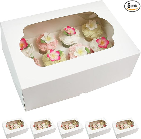 Global Sugar Art Auto-Popup Quarter Sheet Cake Box or 12 Cupcake Box, White 14 x 10 x 4 Inches, 5 Count. Also for 9 x 13 sheet cakes, cookies, pastries, desserts.