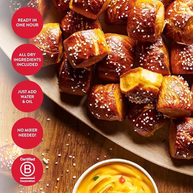 King Arthur Baking Company Soft & Chewy Pretzel Bites Mix Kit 15.6 oz., Baking Mix - Ready in 1 hour (Pack of 2)