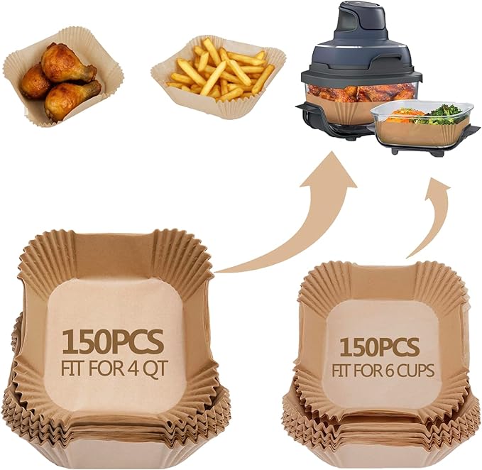 300PCS Air Fryer Liners disposable for Ninja Crispi,Air Fryer Accessories for Ninja Crispi 4-in-1 Portable Glass Cooking System,Ninja Crispi Containers
