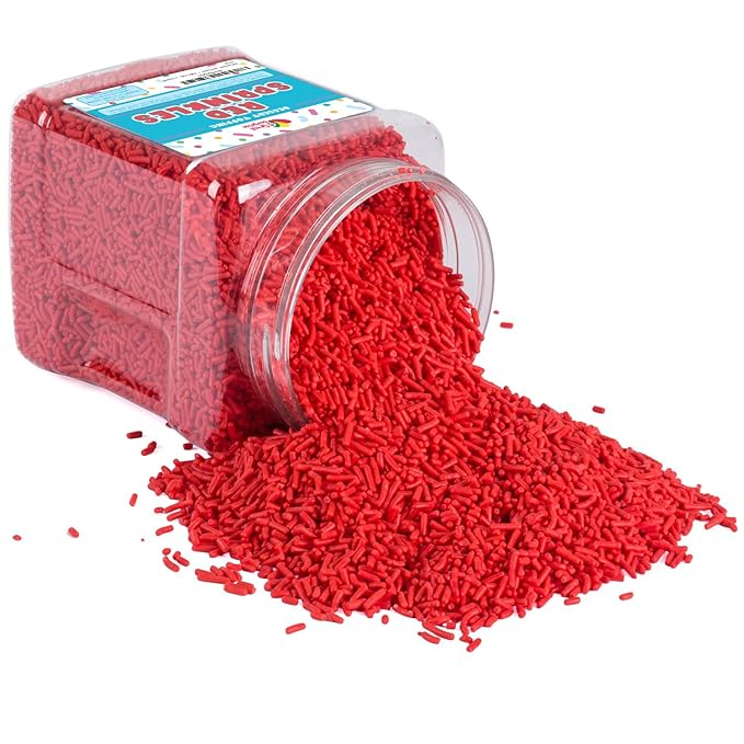Red Christmas Sprinkles - 1.6 Pounds - Bulk Jimmies - Edible Decorations for Cake Decorating - Dessert Toppings for Ice Cream, Cupcakes, Cookies, Cake Pops