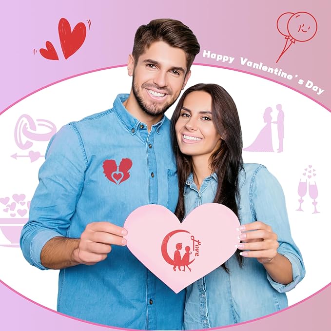 Augshy Valentine's Day Stencils, 56 Pack Reusable Plastic Template Stencils Valentine Drawing Painting Templates for Painting on Wall Floor Decor DIY Rock Painting Art Projects (3 inch)