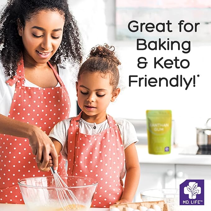 MD. Life Xanthan Gum for Baking Keto - 8oz – 100% Natural Xanthan Gum Powder - Keto Friendly & Gluten Free – Carb Free Xanthan Gum for Baking, Food Thickener & Ice Cream Stabilizer