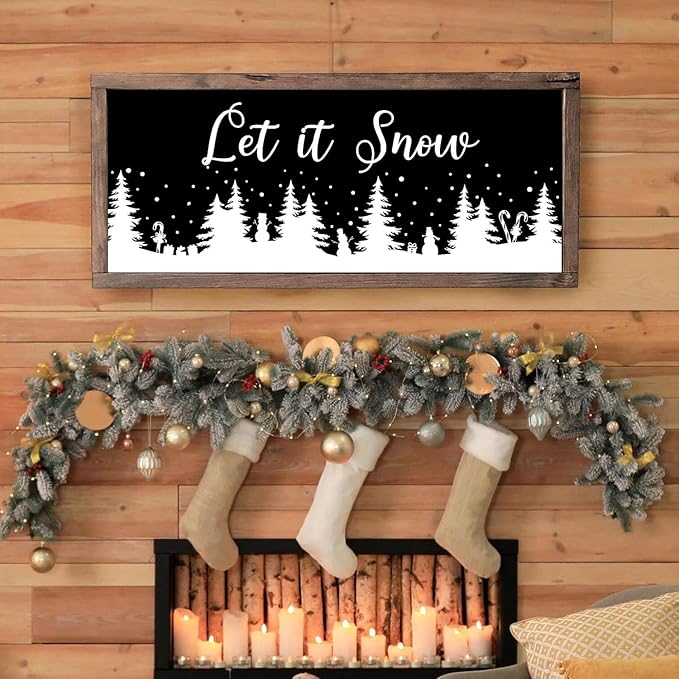 Christmas Stencils for Window Glass Large Christmas Stencil for Crafts Reusable 53.1” Winter Forest House Village Holiday Drawing Templates for Painting on Window Glass Doormat Wood Sign