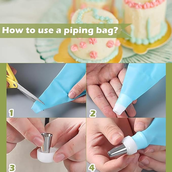 Hendiy Piping Tips, 26 Pieces Frosting Piping Kit Stainless Steel Icing Tips, Pastry Tips for Cake Decorating with Reusable Piping bag and Coupler