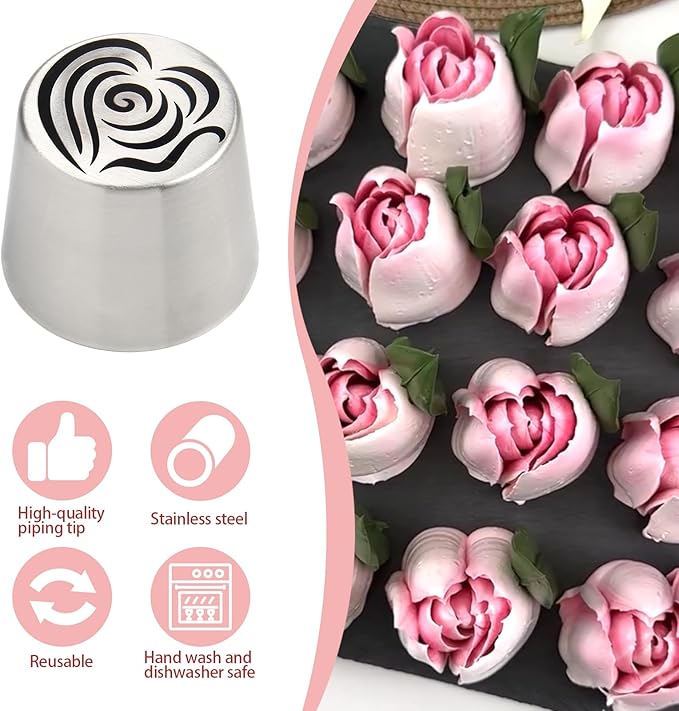 Extra Large Russian Piping Tips for Marshmallows Stainless Steel Flower Frosting Nozzles many styles Cake Decorating Baking tool for Buttercream, Cupcakes Cookies(SL87)