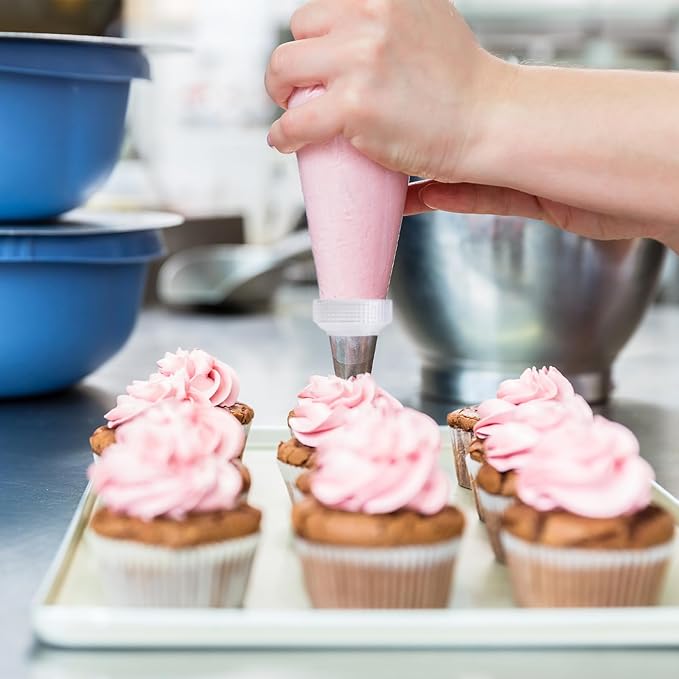 14 Pieces Piping Tips Large, Large Piping Tips Set with Converter and Decorating Bag, Sturdy and Long-Lasting, for Cupcakes, Cake, Cookie and Decorating