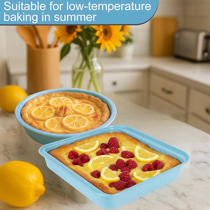 Blue Bakeware Set, 6-Piece Nonstick Baking Pans Set, Carbon Steel Oven Bakeware for Holiday Cookies & Festive Baking Gifts