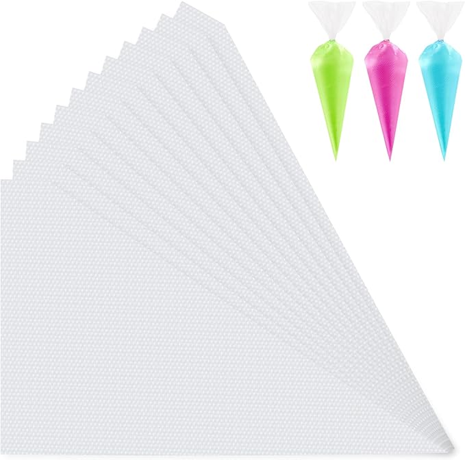 Disposable Piping Bags 10inch Anti Burst Pastry Bags Pastry Bag Pastry Crimpers Icing Piping Bags for Frosting Ideal for Cake Macarons Dessert Decorations Cookies Baking Cupcakes (Clear, 100 Pcs)