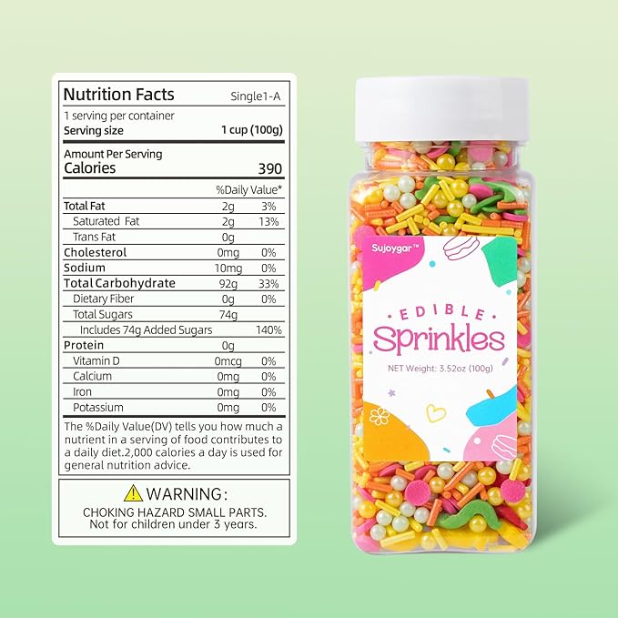 Summer Sprinkles Mix | Sprinkles for Cake Decorating | Watermelon Pineapple | Cupcake Toppers | Ice Cream | Cookie | Fancy Candy | Tropical Fruit | 3.52oz