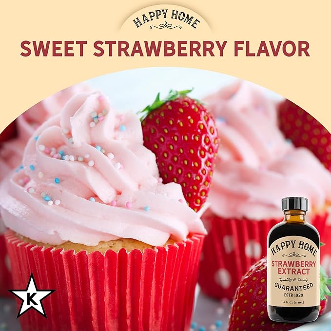 Happy Home Natural Strawberry Flavor - Certified Kosher, 4 oz.