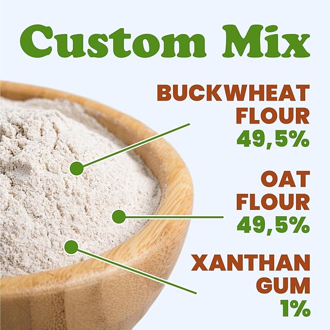 Food to Live Organic Whole Grain Buckwheat Flour Blend, 1 Pound – A Custom Mix of Organic Buckwheat Flour and Organic Oat Flour, Non-GMO, Fine Meal, Vegan, Bulk. All Purpose Flour. Great for Baking