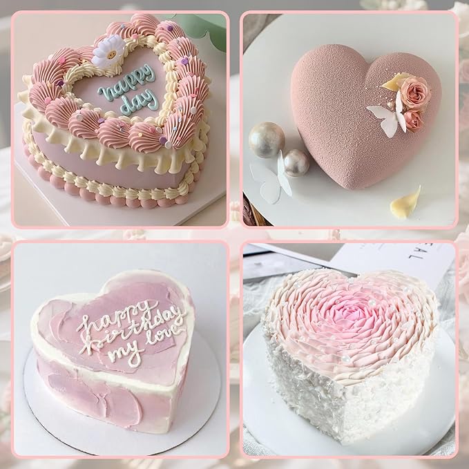 8 x 2.5 Inch Aluminum Heart Shaped Cake Pan Heart Cake Tin Nonstick Cheesecake Cake Pan for Valentine's Day Wedding Anniversary Party 2 Pcs