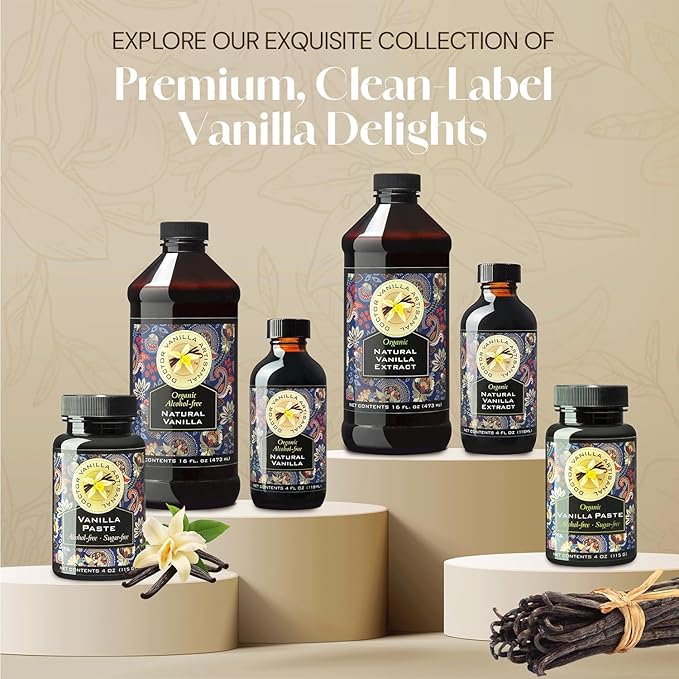 Organic Alcohol-Free Natural Vanilla, For Baking, Sweet Drinks And More, Handcrafted From Madagascar Bourbon Vanilla Pods, Halal Certified, 4 Oz Bottle