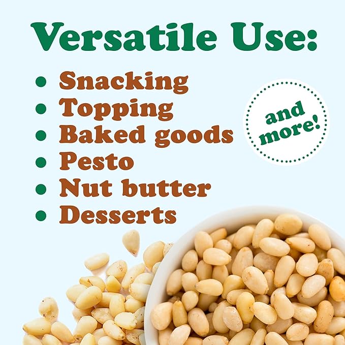 Food to Live - Pine Nuts, 5 Pounds Whole Raw Pignolias, Unsalted, Vegan, Kosher, Bulk. Rich in Vitamin E, Protein. Healthy Snack. Great for Pesto, Salads, Homemade Desserts