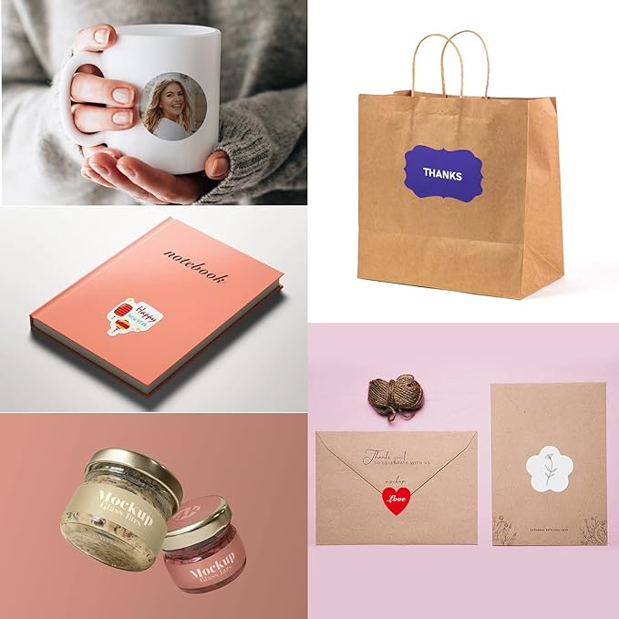 Custom Stickers - Personalized Labels with Any Design Image Logo Text, 100 Square Labels (2.5"x2.5")