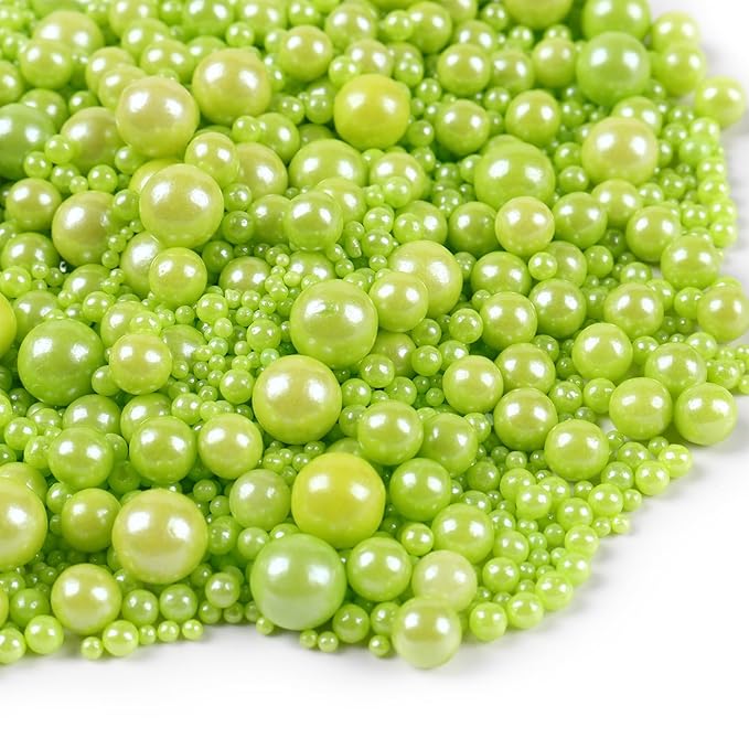 Green Sprinkles for Cake Decorating Easter Sprinkles for Cookie, Edible Sugar Pearls Mixing Sizes for Cupcake Topper, Cookies, Ice Cream Toppings for Easter Party Celebrations 3.5 Ounces