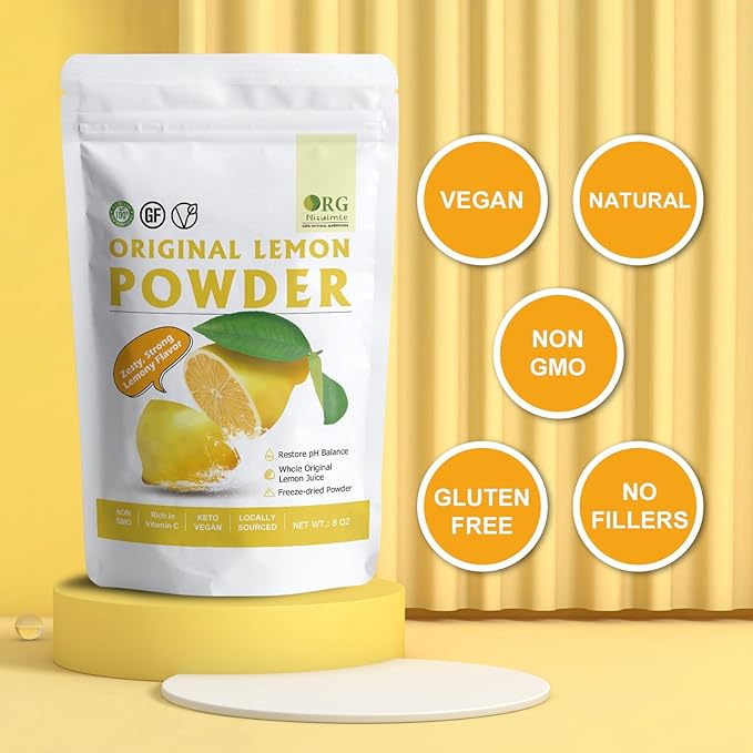 Lemon Powder,Whole Lemon Juice Freeze Dried Powder Strong Lemony Flavor 8 Oz (Pack of 2)
