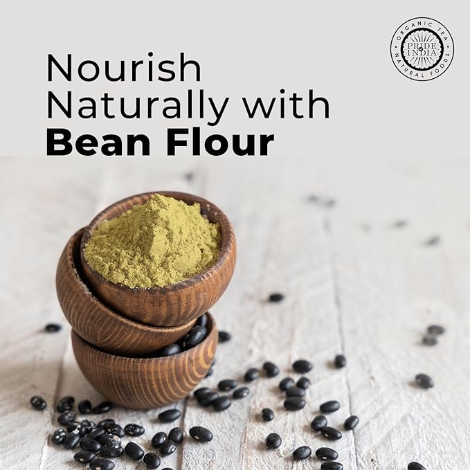 Pride of India- Black Bean Flour 1 lbs (454 gm) Rich Earthy Taste Freshly Milled in Small Batches | Ideal for Cakes Gravies Noodles Smoothies Custard | Vegan, Gluten-Free (Pack of 2)
