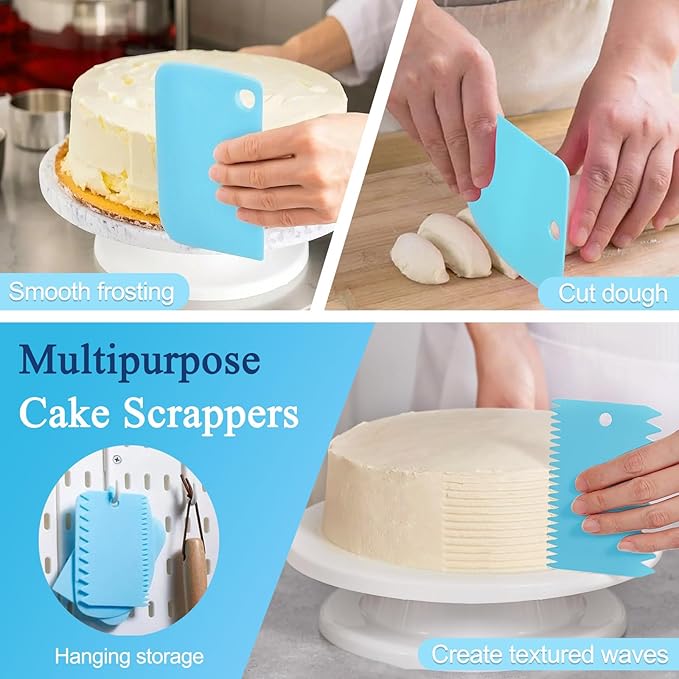Piping Bags and Tips Set, Cake Decorating Kit Supplies with 6 Icing Tips, 1 Reusable Piping Bag, 1 Coupler, 3 Scrapers, Frosting Piping Kit Cake Baking Tools for Cookie Icing Cupcakes Cakes