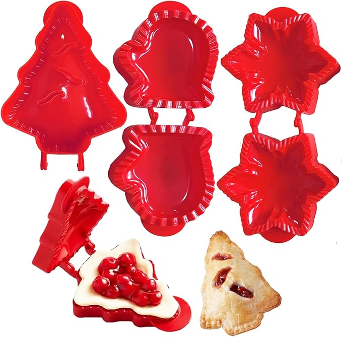 3-Piece Silicone Dough Presser Pocket Pie Molds, Variety Pack: Apple, Pumpkin, Acorn (Christmas Themed)