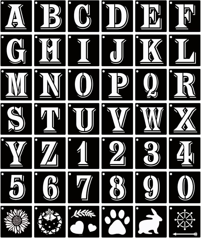 4 Inch Letter Stencils Symbol Numbers Craft Stencils, 42 Pcs Reusable Plastic Alphabet Templates for Painting on Wood, Wall, Fabric, Rock, Glass, Signage, DIY Art Projects