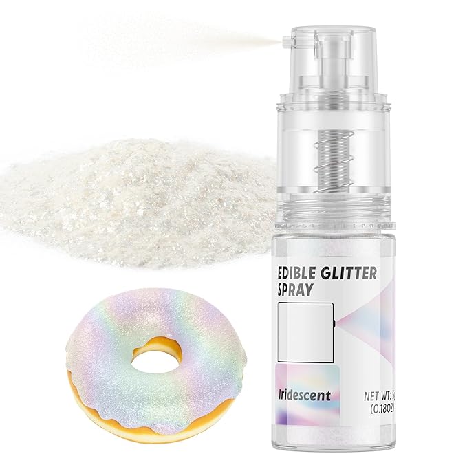 Edible Glitter Spray,Food Grade 5g Edible Glitter for Cake Decorating Desserts, Beverages, Cupcakes, Cake Pops and Cookies - Iridescent