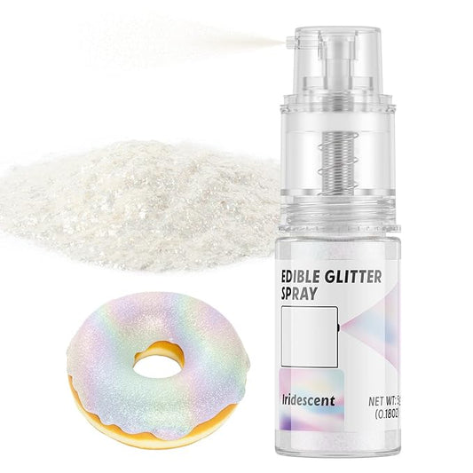 Edible Glitter Spray,Food Grade 5g Edible Glitter for Cake Decorating Desserts, Beverages, Cupcakes, Cake Pops and Cookies - Iridescent