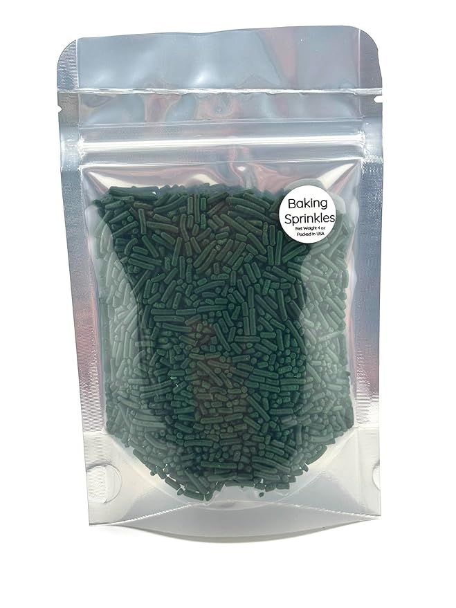 Dark Green Forest Green Sprinkles for Baking Cakes, Cupcakes, Cookie Decorations, Ice Cream and Donut Toppings Edible Decorating Baking Supplies - 4 oz package (Dark Green)