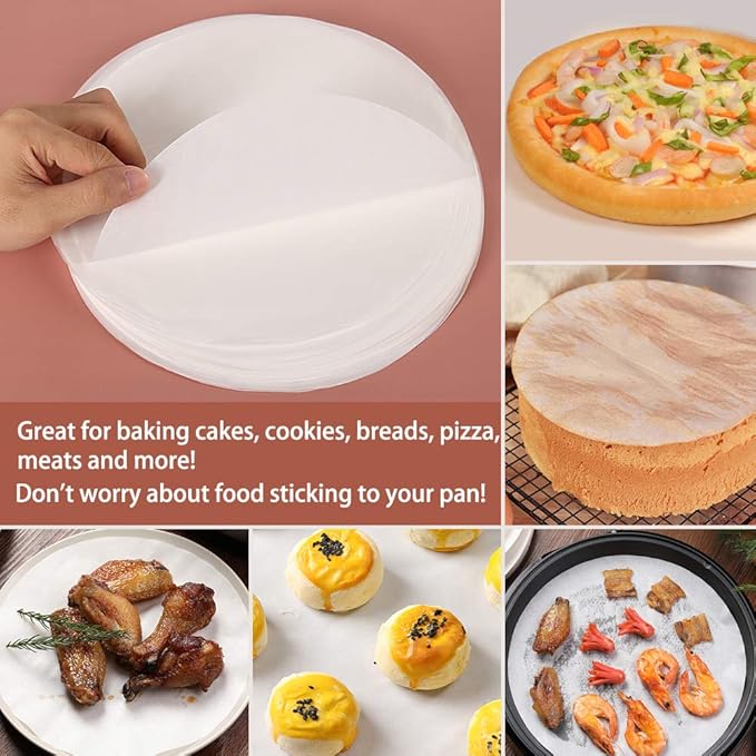 Baking Parchment Rounds, Set of 200, Non Stick 10 Inch Baking Parchment Papers Baking Paper Rounds for Springform Pan, Toaster Oven, Tortilla Press and so on(4.5/5.5/6/7/8/9/12inch Available)