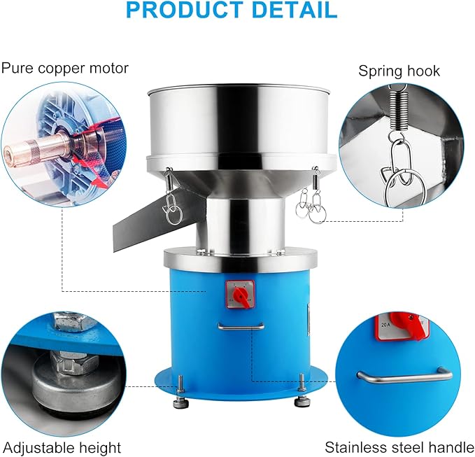 YUCHENGTECH Automatic P-o-w-d-e-r Sifter Automatic Sifter Shaker Machine 750W Electric Flour Sifter Automatic Sieve Shaker Vibrating Sieve Machine φ16.54in 2-500mesh Optional (110V)