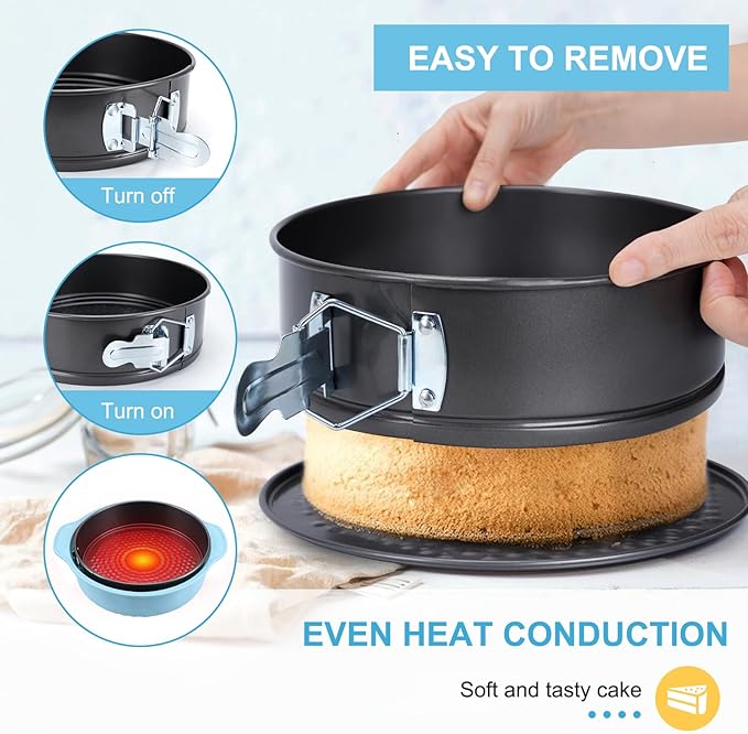 8.7 In Springform Pan, Round Leakproof Nonstick Removable Bottom Cheesecake Pan, Baking Silicone Protector with 50PCS Parchment Paper