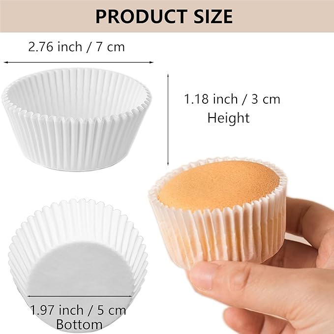500 Count Cupcake Liners for Baking Cup, No Smell, Grease-proof Muffin Liners, Standard Size Cupcake Cups for Party, Wedding, Birthday,White,1.97x1.37 Inch
