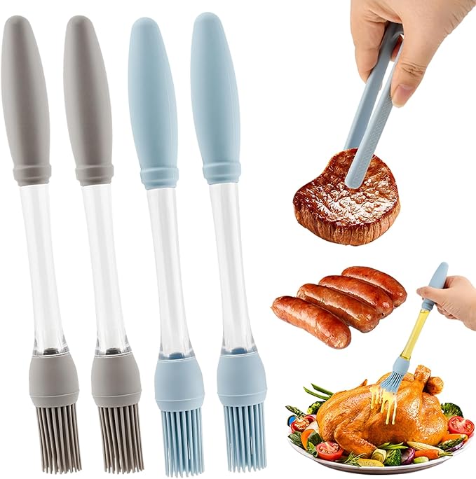 Basting Brush for Cooking, Heat Resistant Spread Oil Butter Sauce, Silicone Heat Resistant Pastry Brushes, Food Brush for Cooking, BBQ, Barbecue, Baking Tool Kitchen Gadget(COLOR:Blue)