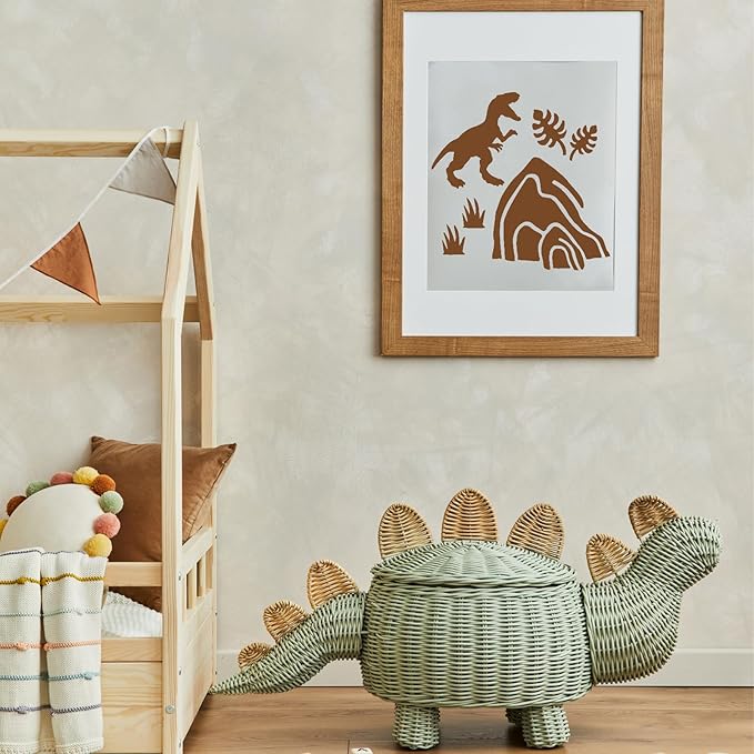 80 Pcs 4 x 4 Inch Stencils for Painting on Wood, Reusable Dinosaur Animal Mountain Plastic Stencils DIY Craft Paint Template Set for Wall Card Rock Home Decor