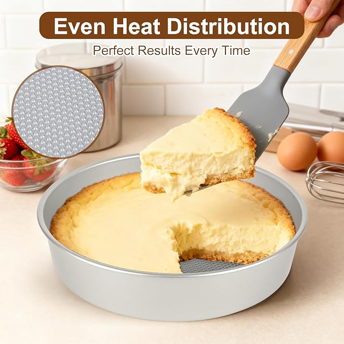 9-Inch Round Cake Pan Set of 2 – Extra Thick Gauge Steel Cake Pans, Honeycomb Texture Non-Stick Coating for Easy Release, Even Heating, Ideal for Layer Cakes, Cheesecakes & Home Baking
