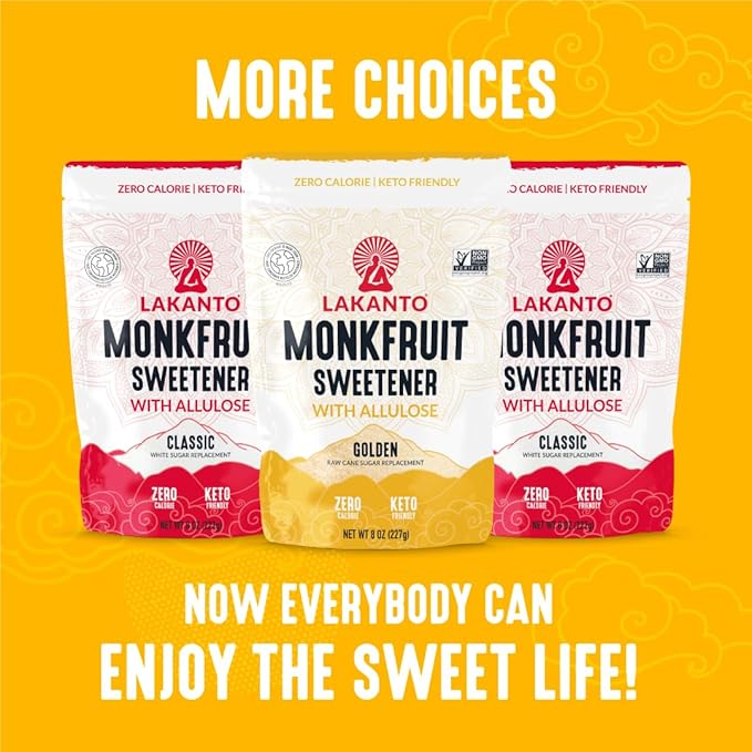 Lakanto Golden Monk Fruit Sweetener With Allulose, Raw Cane Sugar Substitute From Monk Fruit Extract, Raw Sugar Replacement for Baking, Coffee & Tea, Gluten Free, Low Carb, Non GMO, Keto, 3 LB Bag