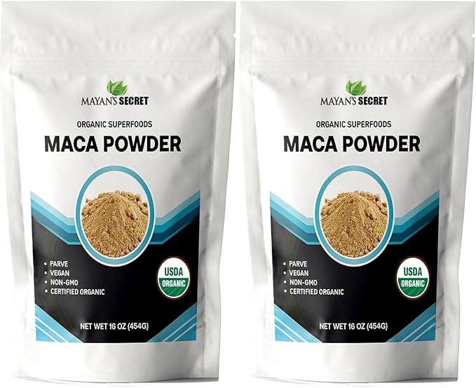 Mayan's Secret - Maca Root Powder Organic 16oz x 2 USDA Certified Parve Non-GMO Vegan Superfoods for Breakfast, Smoothies, Baking & Ice Cream (1 Pound (Pack of 2))
