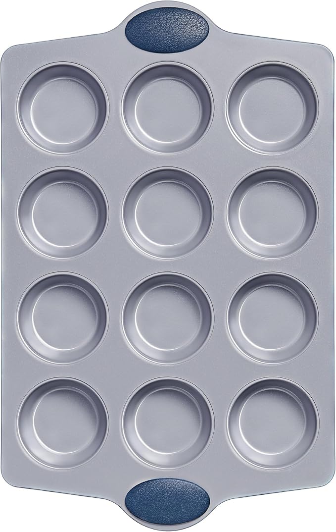 BRONYPRO 12-Cup Non Toxic Nonstick Ceramic Muffin Pan & Cupcake Tin, PFOA & PFOA Free, Heavy Duty Rust-Resistant Aluminized Steel, Oven & Dishwasher Safe, Blue
