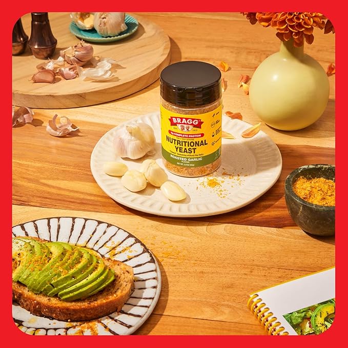 Bragg Nutritional Yeast Roasted Garlic Seasoning - 3 oz - Dairy-Free Parmesan Cheese Substitute - Perfect for Salads, Pastas, Popcorn, and More