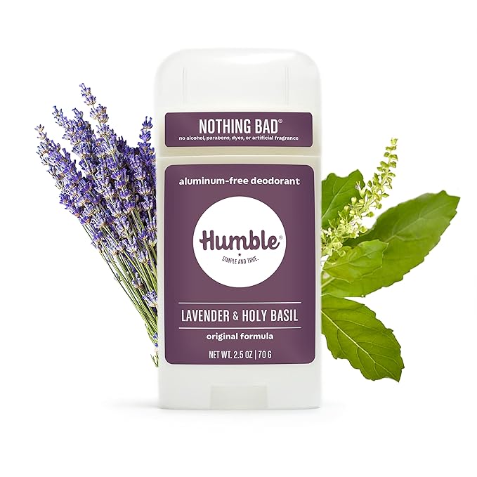 HUMBLE BRANDS Original Formula Aluminum-free Deodorant. Long Lasting Odor Control with Baking Soda and Essential Oils, Lavender and Holy Basil, Pack of 1