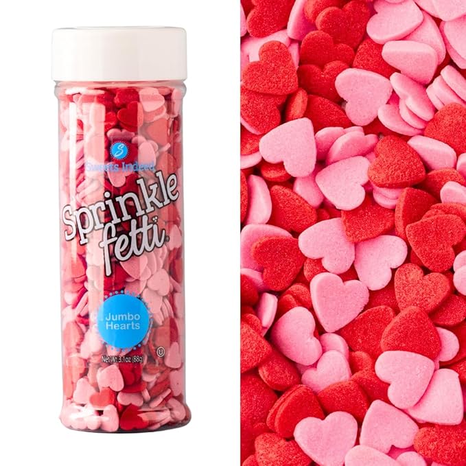 Sweets Indeed Red & Pink Heart Sprinkles – 3.1 oz Jar | Heart Sprinkles for Cookies, Cupcakes & Cakes | Edible Heart Decorations for Holiday & Everyday Baking