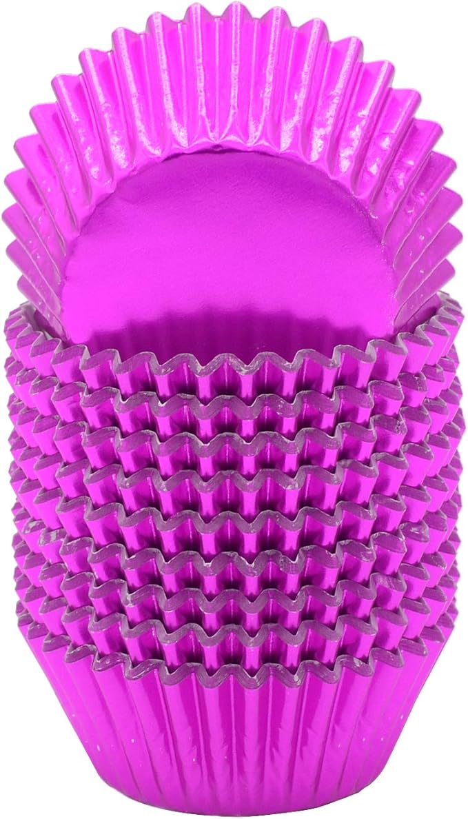 Standard Hot Pink Foil Cupcake Liners Muffin Baking Cups for Party and More, 200-Count