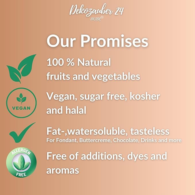 Dekozauber24 Natural brown food coloring, 0.35oz edible powder, dye free, vegan, plant based and gluten free color for baking