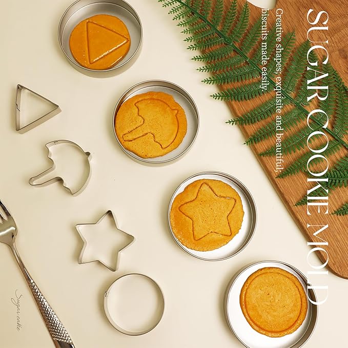 Dalgona Candy Mold Kit | Stainless Steel Cookie Cutters Biscuit Mold,Chocolate Mold,Cookie Cutter,Sugar Biscuit Kit, DIY Sugar Cookie Mold Set for Halloween Party, Korean Drama Baking Supplie (6 Set)