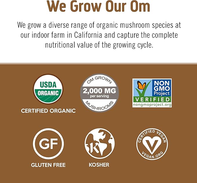 Om Mushroom Superfood Coffee Latte Blend – Functional Mushroom Powder with Lion’s Mane, Cordyceps, Reishi & Chaga – Energy, Focus & Mental Clarity Support – Single Serve Packets (10 Count)
