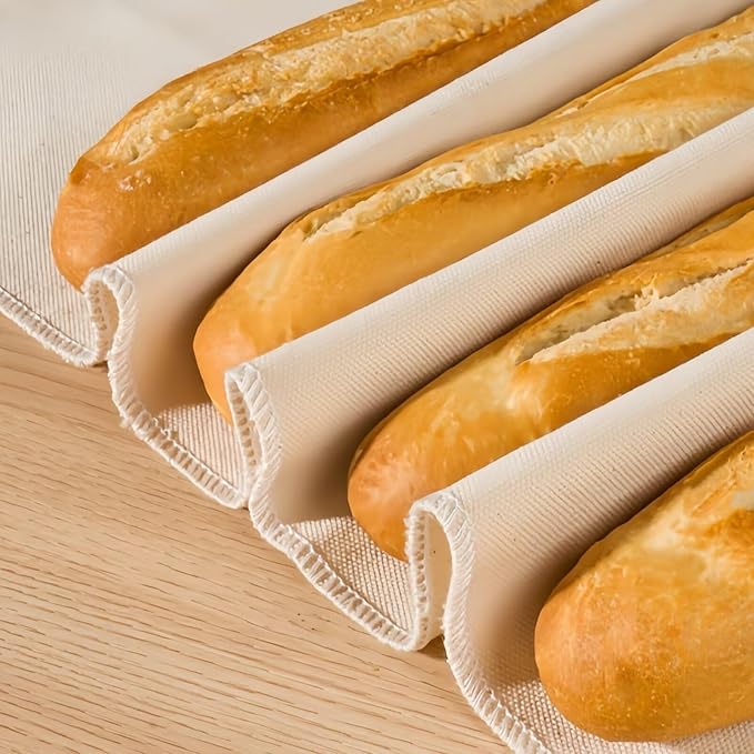 2PCS Proofing Cloth Set for Bread Baking, 17x29 Inches Linen Fabric Reusable Thick Toasted Bread Cloth for Baguettes, Loaves, Dough, Pastry and Homemade Breads