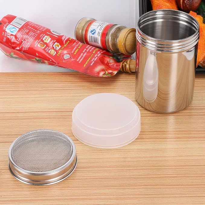 Accmor 2 Pack Powdered Sugar Shaker Duster, Cinnamon Shaker Flour Sifter, Fine Mesh Stainless Steel Dredge for Baking Soda Flour Cinnamon Cocoa