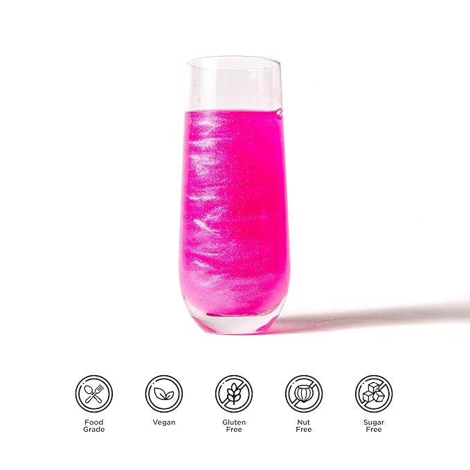 Blacksherbet Edible Glitter Spray, (10g) | 100% Edible | Cakes, Cupcakes, Cocktails, Edible Drink Glitter, Chocolate. Food Grade Glitter & Dusts. Kosher (Pink)