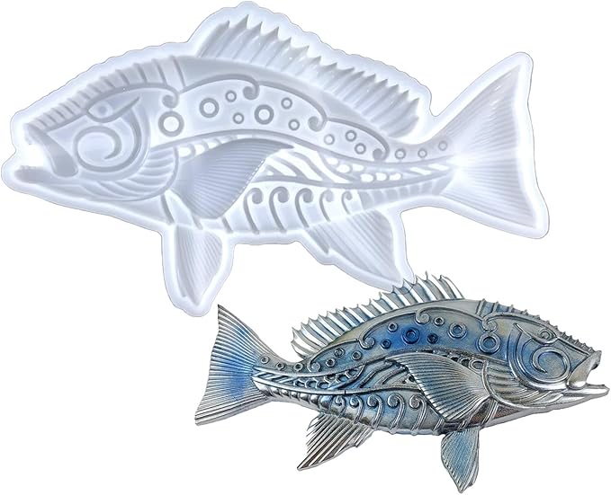 3D Mechanical Fish Resin Mold Animal Silicone Mold Wall Hanging Epoxy Mold DIY Casting Molds for Living Room Home Office,Aquarium Decoration,Holiday Gifts (A)