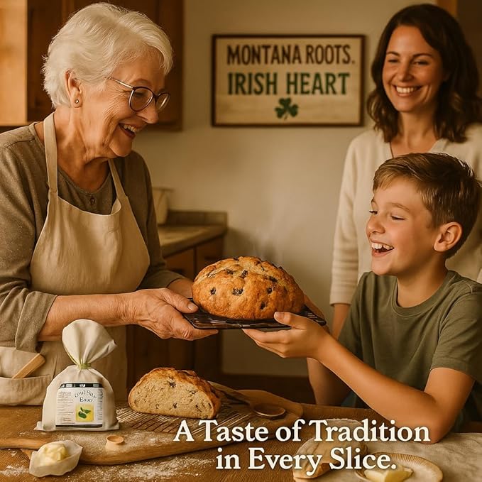 Bounty Foods Irish Soda Bread Mix 23 oz 3 Pack – Handcrafted in Montana, Traditional Recipe, Rustic Artisan Quick Bread Kit in Western-Style Bag, Great for St. Patricks Day, Just Add Buttermilk or Water